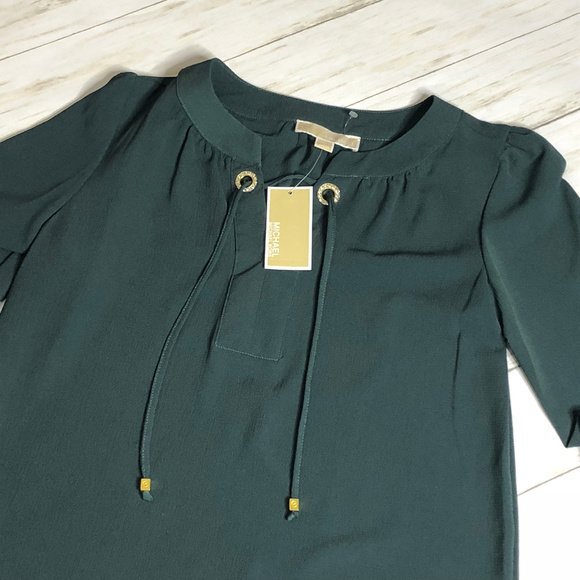 Michael Michael Kors Green Peasant Blouse Top - Picture 3 of 7